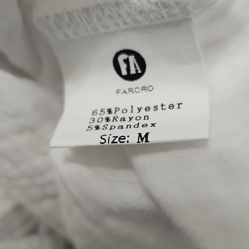 Faroro White Button Down Top High Low Lightweight Summer Blouse - Picture 12 of 12